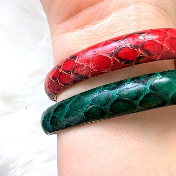 *Vintage๐Genuine Italian ๐ฎ๐น Leather and Rhinestone bracelets (from Florence) - Picture 4 of 6